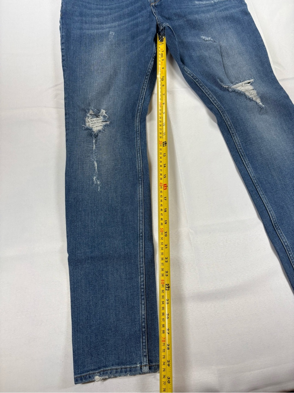 Topman Stretch Skinny Distressed Jeans Blue Ripped Denim - Picture 8 of 8
